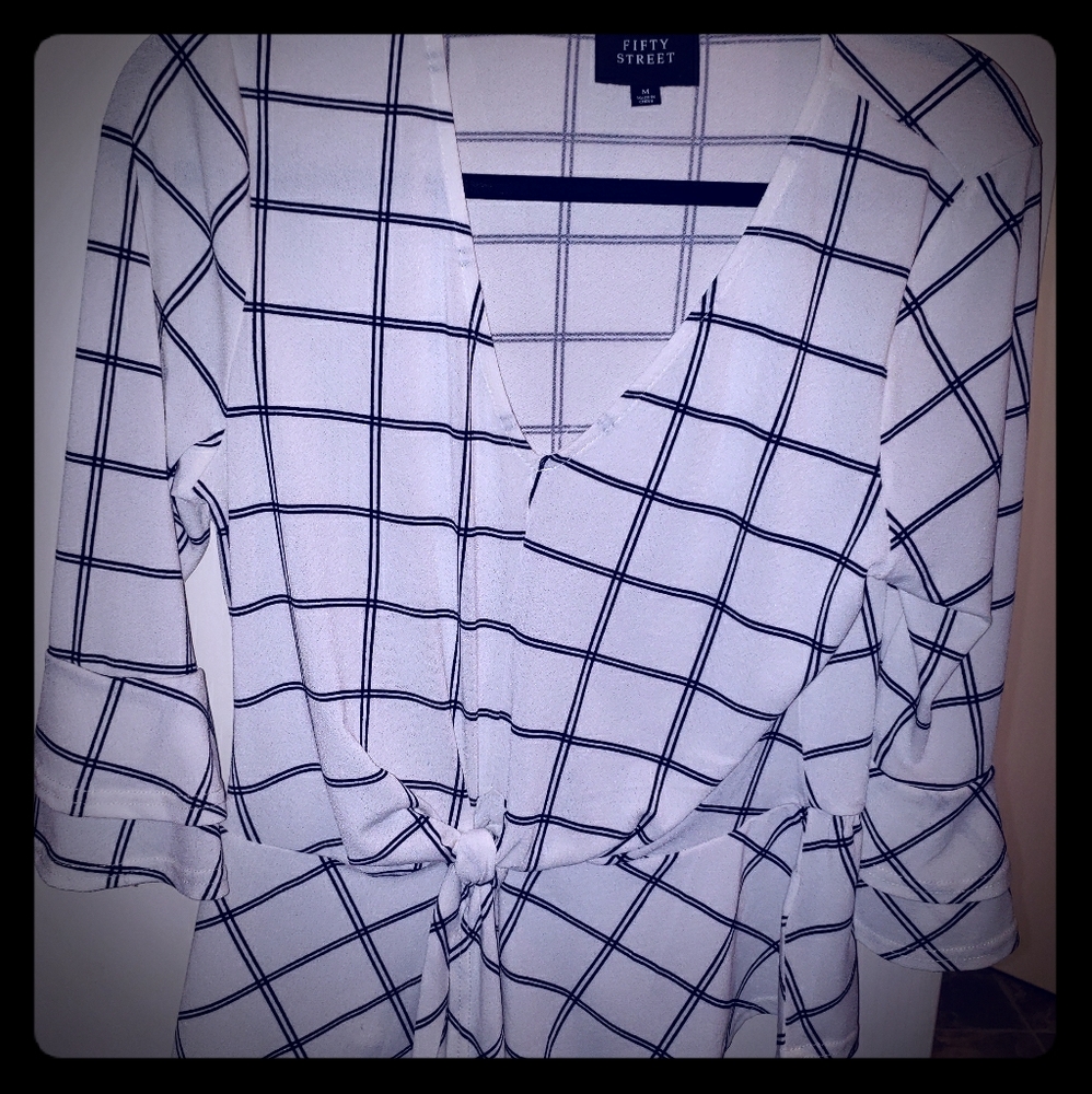 White & black striped Blouse